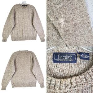 Vintage Finalist Sweater Mens Size M/L  Brown Khaki Shetland Wool Knit